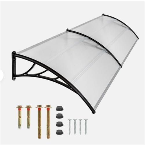 Marquesina para puerta de casa, 200 x 100 cm, de policarbonato transparente, de aluminio, para entrada de casa, exterior, protección contra la lluvia (transparente, 200 x 100 cm)