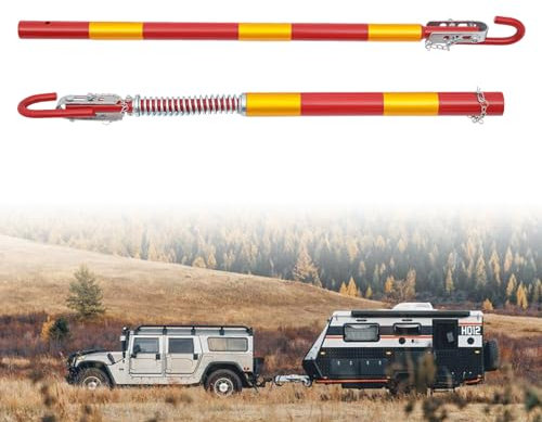 Abschleppstange Pannenhilfe mit Federdämpfung 5T Auto Schlepplänge Stahl mit Warnfarbe Sicherheits Abschlepphilfe Schleppstange Car PKW KFZ Abschleppsystem