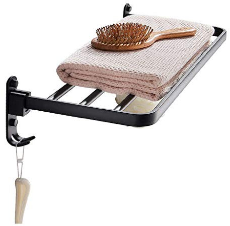 Porte-Serviettes Porte-Serviettes Pliable créatif Espace Aluminium Porte-Serviettes de Bain antirouille avec Crochet Porte-Serviettes Accessoires de Salle de Bain Porte-serviettes/Noir/40Cm pour pour