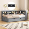 MQLAE Kinderbett Bettgestell 90x200 mit ausziehbares Bett 90x190, Holzbett Doppelbett Jugendbett Funktionsbett mit USB-Steckdose und Mehreren Ablagefächern, Tagesbett Schlafsofa mit Lattenrost (Grau)