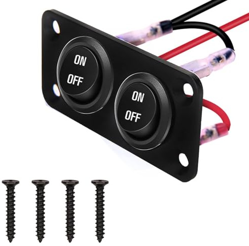 VISSQH Schwarz Runde kippschalter, 12V ON/OFF Wippschalter,2 Polige 6A/250V 10A/125V Runde Schalter,2 Gang Wippschalter Panel für Auto Boot,Haushaltsgeräten,Motorrädern usw.