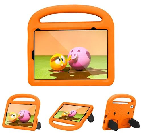 Kids Case For iPad Mini 7th 8.3 Inch 2024, For iPad Mini 6th 2021 Tablet Case, Kids Friendly Lightweight, Handle with Stand, Soft EVA Foam Shockproof Protective Cover, Orange