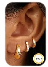 LOLIAS 3 Paar Ohrringe Creolen Gold Damen Set Hypoallergen Klein Zum Schlafen 14K Vergoldet Schmuck