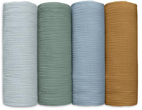 Soarwg Kids Musselin Tuch Baby für Neugeborene, 4 Stück Musselin Decke, große 95 x 100cm Babydecke - Pucktücher Baby Swaddle Decke Spucktücher, Wickeltuch für Babyparty Leuchtende Farben