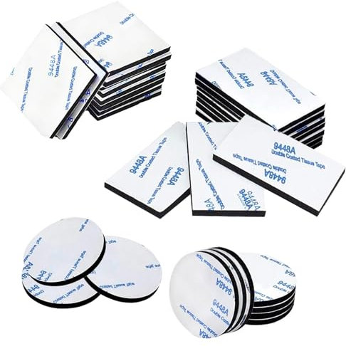 ANDSHUAI 30 Stück Klebe Pads,Doppelseitiges Klebeband,Doppelseitige Extra Stark,Schaumstoff Pads,Rund,Rechteck und Quadratisch Klebepads,für Boden,Kunststoffe,Metall,Wände,Gläser
