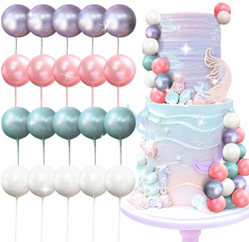 Roaring Good Time Meerjungfrau Tortendekoration Giltter Meerjungfrau Tortenaufleger Unter dem Meer Tortendekoration Kugeln Tortenaufleger Meerjungfrauen Partyzubehör