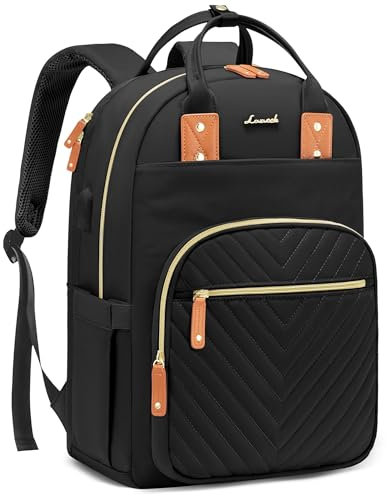 LOVEVOOK Backpack Womens, 17.3 Inch Laptop Travel Work Rucksack, Waterproof School Bag for Teacher, Anti Theft Ladies Computer Back Pack for Office Business College, Black