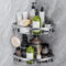 GlasFlength Duschablage Ohne Bohren Ecke, 2 Stück Badezimmer Organizer Selbstklebend Badregal Rostfrei Bad Regal mit 4 Haken Ablage Dusche Eckregal Duschkorb Ohne Bohren für Bad Küchen