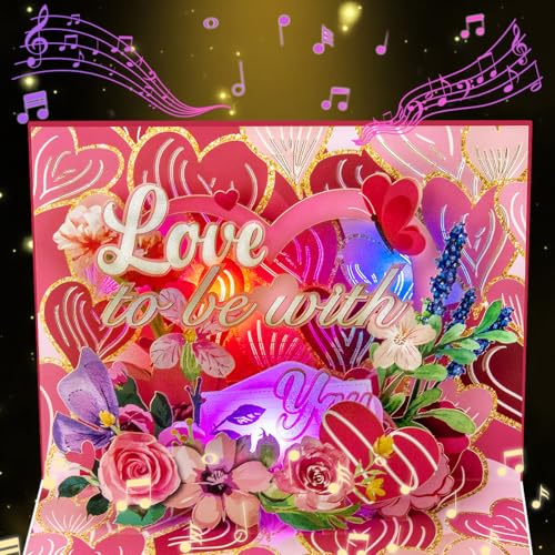 CNLITIHEKA Musikalische Valentinstagskarte, I Love You Karte mit Licht und Musik, Happy Anniversary Karte, für alle Anlässe.