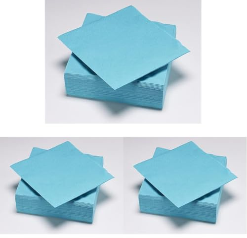 Le Nappage 50 Servietten, Wattepad, 33 x 33 cm, 2-lagig, türkis, FSC-Zellulose, 33 x 33 cm (Packung mit 3)