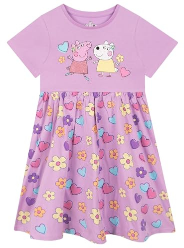 Peppa Pig Vestito Bambina | Vestito Estivo Ragazza Cotone | Abbigliamento Ragazza Manica Corta | Abiti in Cotone | Viola 2-3 Anni