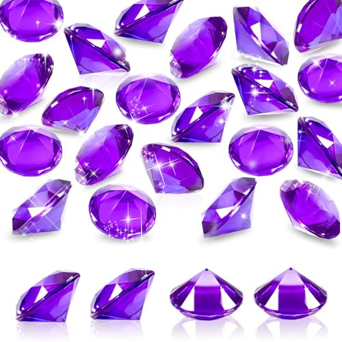 TOAOB 25 Stück Deko Diamanten Groß 30 mm Acryl Kristalle Transparent Lila Diamantkristalle Dekosteine Tischdeko Diamanten Streudeko Hochzeit Dekoration
