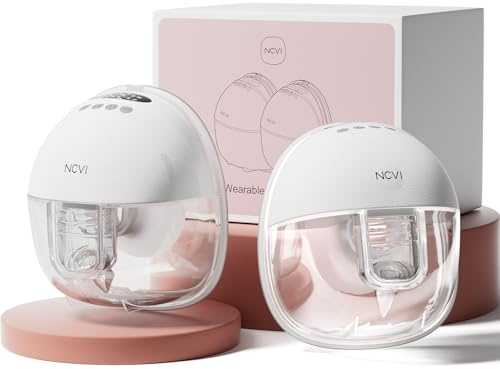 NCVI Electric Breast Pump Hands Free 8131, Wearable Portable Breastfeeding Pumps with 4 Modes 9 Levels, Rechargeable Ultra Quiet Milk Pump, Includes 19/21/24mm Comfortable Flanges (2 Pack, White)