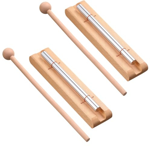 Auroriel 2 Set Hand Chimes mit Holzhammer für Klassenzimmer Meditation Klangspiel Glocken für Lehrer Schule Yoga Achtsamkeit Gebet Kinder Instrumente