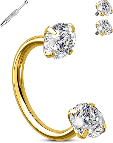 OUFER Body Piercing Horseshoe Nose Rings Hoop 20G/18G Internally Threaded Septum Rings 316L Surgical Steel Nose Piercings Lip Eyebrow Helix Daith Ear Nostrial Piercing Jewelry