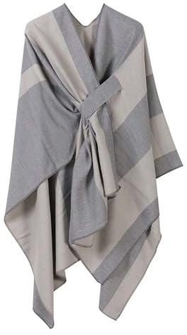TYLXQH Poncho Damen, Wärmeschal-Umhang Cape Wolle Kaschmir Schulteroberteil Pullover Schal Wintercardigan Pullover Offener Poncho (G2)