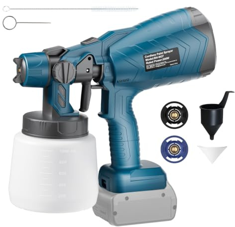 Kabelloser Farbsprühsystem für Bosch 18V Akku (ohne Akku), Akku Lackierpistole für Zäune und Wandfarbe, Sprühpistole, Farbspritzpistole für Zuhause DIY Malerei, 3 Sprühmuster & 1000mL Tank