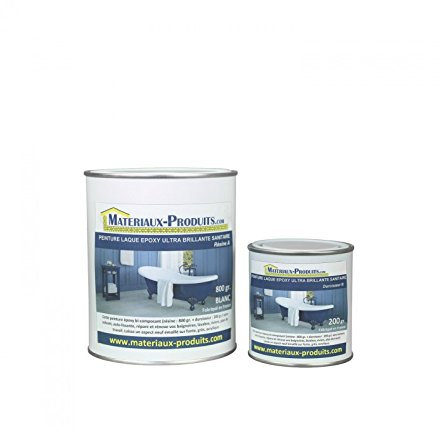 MATPRO - Peinture Laque Epoxy Salle de Bain - Sans Solvant, Auto-Lissant - Répare et Rénove Baignoire, Lavabo, Évier, Plan de Travail - Blanc Brillant - 5Kg