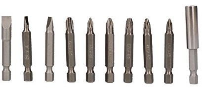 50mm Power Bit Screwdriver Assortment Accessory Kit Flat Phillips and Pozi 10pc