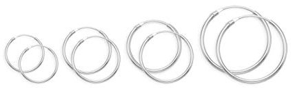 Heather Needham Sterling Silver SMALL Hoop Earrings: SET OF 4 PAIRS: 10mm, 12mm, 14mm & 18mm - Beware 10mm is TINY & FIDDLY to use, biggest is only the size of a 5p piece 6224SET/PAIRS