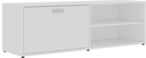 vidaXL TV Schrank mit 1 Tür 2 Fächern TV Möbel Lowboard Fernsehtisch Fernsehschrank Sideboard HiFi-Schrank Weiß 120x34x37cm Holzwerkstoff