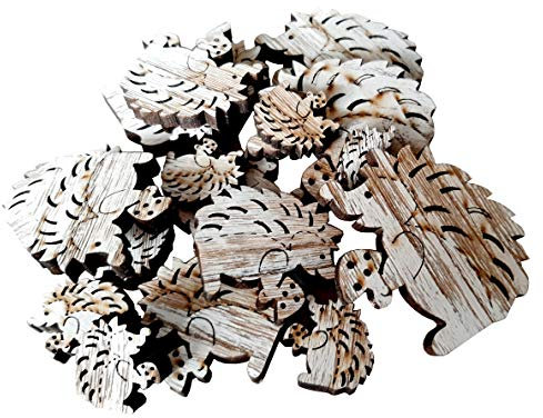 Decpero Igel Streudeko / 18 Teile / 3 cm + 5 cm + 7 cm/Holz/braun-grau Washed Optik
