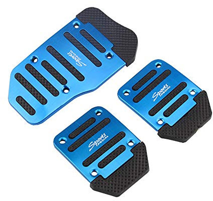 3 Stück Fußpedal Pedalkappen, Auto Pedale Abdeckung Aluminiumlegierung Gummi Pedal, Aluminium-Schaltgetriebe Anti-Rutsch Metall Fußbremse Auto-Pedal-Gehäuse Set Kit (Blau)