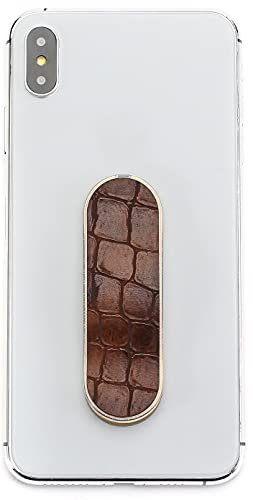 MOMO STICK - L'original! Support pour téléphone Portable et poignée pour Smartphones et tablettes– téléphone Portable Bague pour iPhone Samsung Huawei (Série Crocodile - Marron)