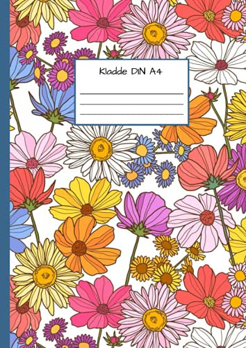 Kladde DIN A4: Notizbuch DIN A4 - Kladde kariert 5 mm - 110 Seiten - Notizheft, Tagebuch, Schreibbuch - Frühlingsblumen Muster