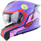 Klappbarer Modularer Integral-Motorradhelm Anti-Fog Doppel-Sonnenvisier Flip-Cross-Country-Motorradhelm Für Herren Und Damen DOT/ECE-Zugelassener Moped Racing Motocross-Helm,Lila,L