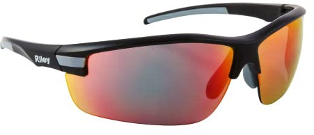 Riley Sisini Sport Style Leichte Sicherheitsbrille Industrie Arbeits- und Sportbrille mit einem weichen PVC-Nasensteg (schwarz, Revo Linse)