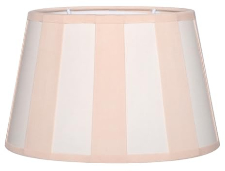 Brillibrum Design Lampenschirm gestreift Tischlampenschirm mit Streifenmuster für Lampenfassung E27 Streifen Design Tischleuchte oval rund Stoff (Oval: 22x15x15cm, Beige - Creme)