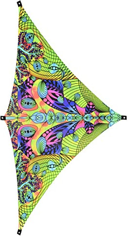 PSYWORK Schwarzlicht Segel Spandex | Dreieck M Lemon Tree Wonderland Yellow | 1,85 x 2,90m | UV-aktiv | leuchtend | Wandtuch Wandbehang Stoff Neon Deko Party Tuch Tapestry Poster Psy Goa