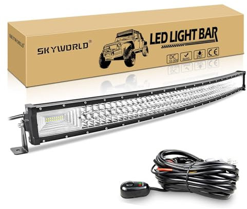 SKYWORLD 42 Zoll 540W LED Arbeitsscheinwerfer 1 Stück,Spot Flutlicht LED Arbeit Licht Bar mit Kabelbaum Kabelsatz Relais Adapter Offroad Arbeitslampen für Geländewagen ATV AWD SUV 4x4 Pickup