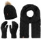 Rock Creek Winter Mütze mit Bommel Schal Set Geschenkset Wintermütze Winterschal Winterhandschuhe Herrenmütze Damenmütze U-101 Schwarz Einheitsgröße