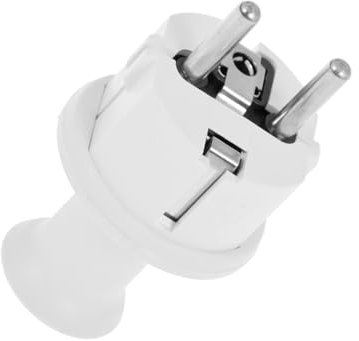 KEL Uni-Schuko Stecker 6A / 250 V max - IP44 Stromstecker für den Außeneinsatz, Schukostecker mit Gummideckel Weiß