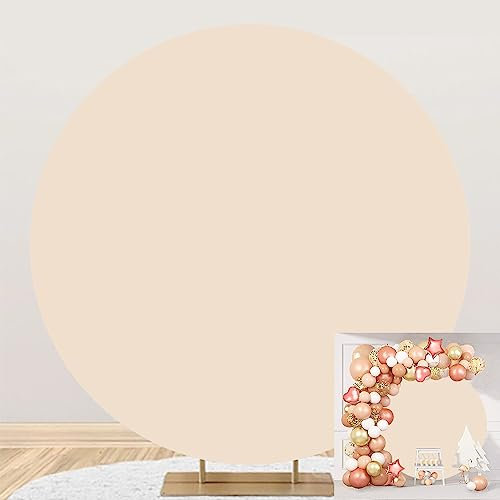 SDOTPMT Durchmesser 2m Licht Beige Rund Hintergrund Deckel Volltonfarben Fotografie Hintergrund für Erwachsene Geburtstag Babyparty Partei Dekorationen Einfarbige Farbe Kreis Kulissen