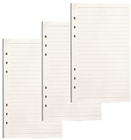 PALUDO 3 Pack A6 Lined Filler Paper, 135 Sheets/270 Pages A6 Refillable Paper, 6-Ring Binder Planner Inserts Loose Leaf Punched Paper Refill for Filofax A6 Personal Refills Planner Diary