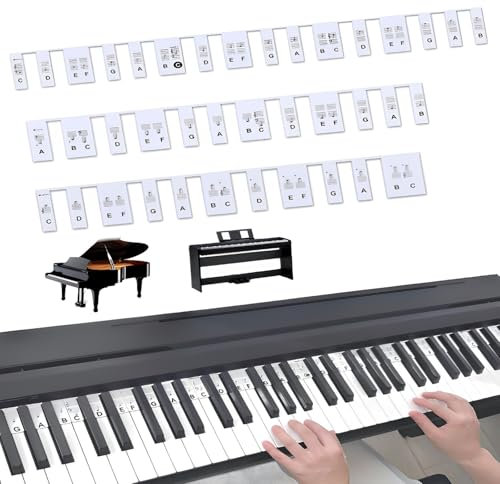 K TOMOTO Anfänger Piano Notes Guide für 88-Key Full Size, Klavier Keyboard Musik Silikon Note Etiketten für Kinder Erwachsene, Abnehmbar Wiederverwendbar, mit Box