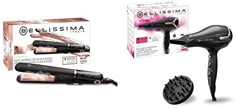 Imetec Bellissima My Pro Steam B28 100, Plancha de pelo con vapor profesional,Color Negro & Imetec K9 2300, Secador de pelo, seca y mantiene hidratado el cabello sin efecto rizado, 2300 W