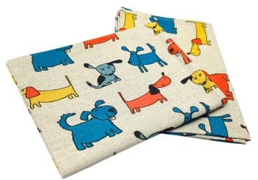Ger3as 2er-Set: Gourmet Geschirrtücher Küchenhandtücher Leinen/Baumwolle Handtücher Tücher 50x70 cm Halbleinen Stonewashed Jacquard oder Bedruckt (Hunde)