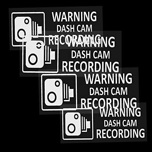 4X Small in Car Camera Recording Stickers Truck Taxi Bus Window Dashcam White on Clear Window Version White 10cmx5cm