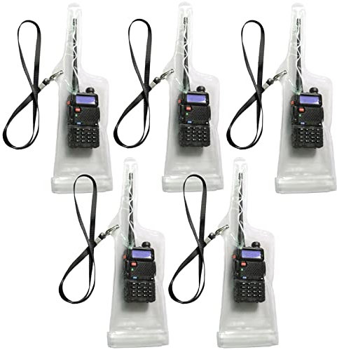 Lsgoodcare 5Pcs Portable Two Way Radio Waterproof Rainproof Bag Case Pouch Compatible for Motorola Kenwood Midland UV 82 BF 888S UV-5R Walkie Talkie Radio White