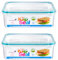 HOMESHOPA Plastic Airtight Food Storage Container, Leakproof Rectangle Container with Clip-Lock Lid, BPA Free Reusable Meal Prep Lunch Box Microwave Freezer & Dishwasher Safe (2 Pack, 1.5 Litre)