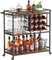 Lifewit Servierwagen, Barwagen mit 3 Ebenen und feststellbaren Rädern, 12 Weinfächern und 3 Reihen Glashalter, Küchenwagen,Cocktailwagen für Esszimmer Wohnzimmer, 80,2 x 33,2 x 86 cm, Braun-Rustikal