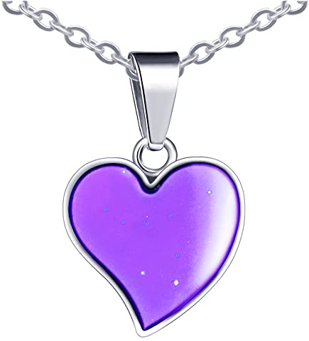 INFINIONLY Heart Locket Necklace Pendants, Stainless Steel Necklaces for Women and Girl, Couple's Heart Necklace, Pendant's Colour Changes with Temperature