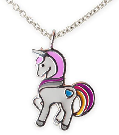 Fly Style Einhorn Anhänger für Kinder/Mädchen/Damen mit Kette Silber/Kinderschmuck Mädchen