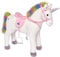 Pink Papaya Stehpferd zum draufsitzen | 75cm Spielpferd zum Reiten Rainbow | Pferd zum Reiten für Kinder mit Sound | Sattel Pferd