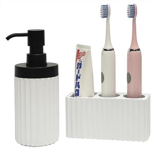 Distributeur de savon et porte-brosse à dents (blanc)