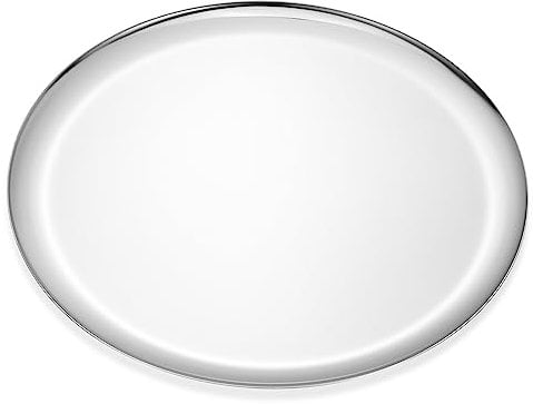 Bandeja redonda grande de acero inoxidable – Almacenamiento de joyas y cosméticos, servir y exhibir – 28 cm de diámetro, plata pulida con espejo, apta para lavavajillas